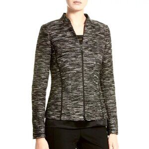 Lafayette 148 New York Women's Zip Front Jacket Sz 10 Black/White